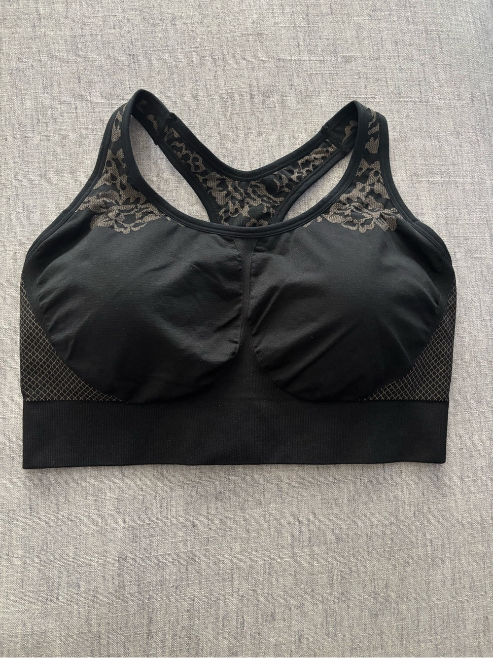 Soma Sport Seamless Keyhole Racerback Bra Black Pattern XXL NWT
